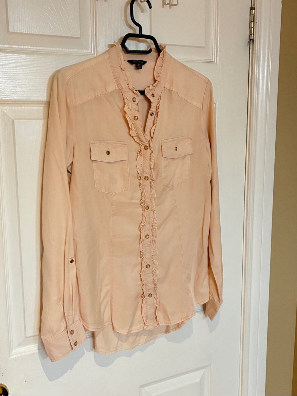 Buffalo David Bitton Pink Frill Snap Button Long Sleeve Blouse Women’s Medium
